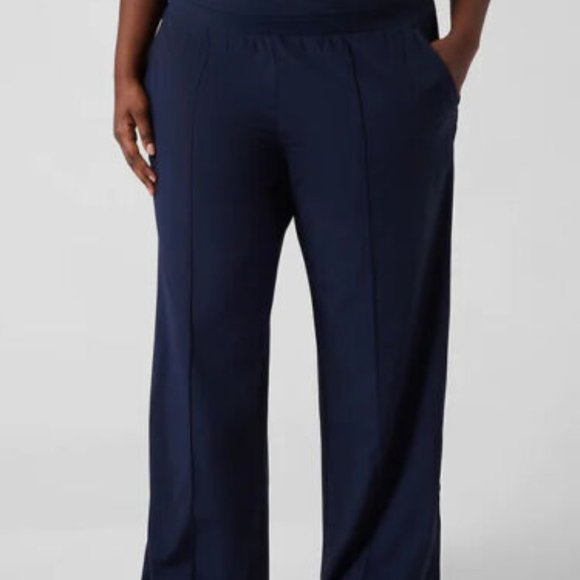 Athleta 2021 Nolita Wide Leg Pants Navy Blue Women's Plus Size 24 H13676 - Picture 3 of 13